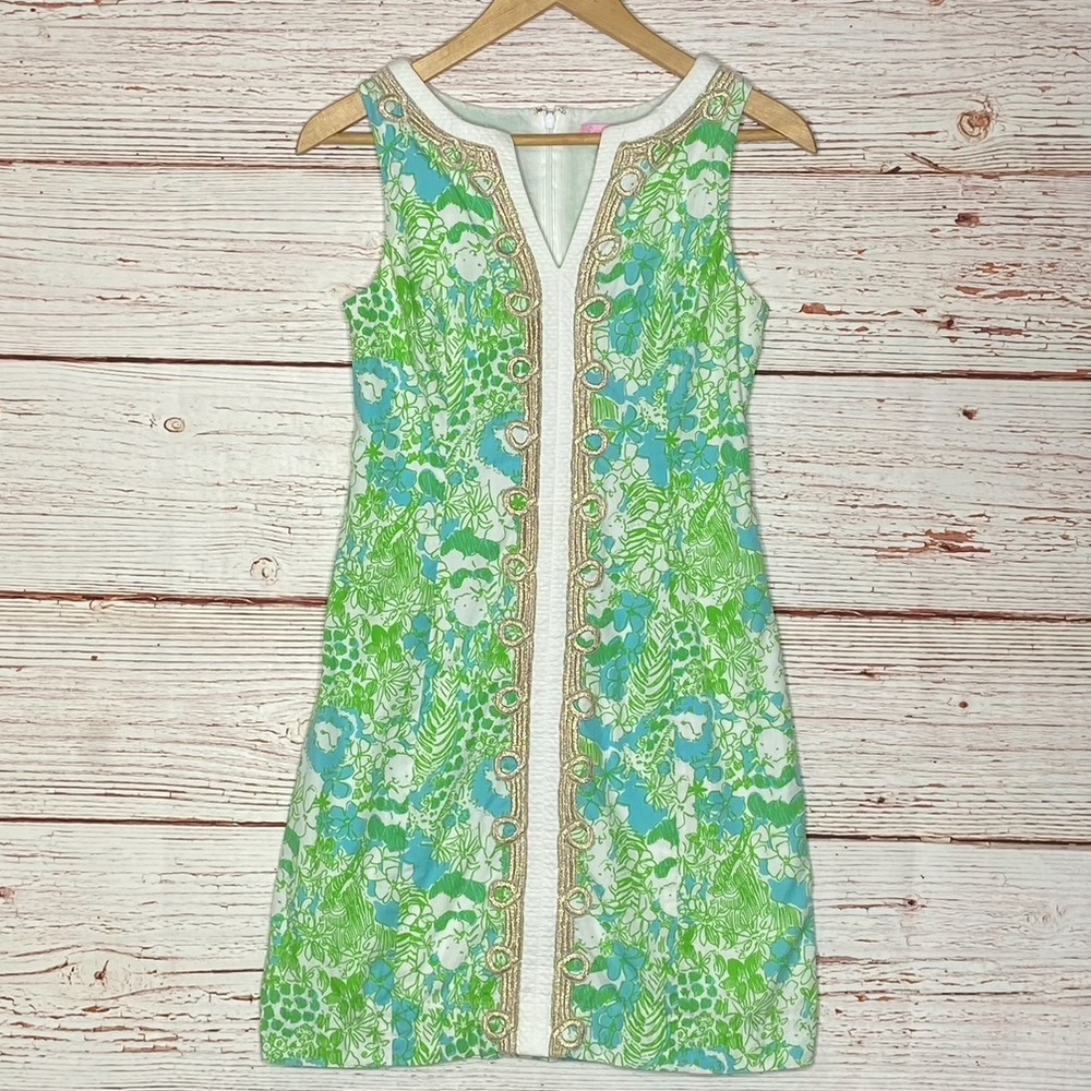 Lilly Pulitzer Janice Shift Dress in Limeade It’s a Zoo Sz 00 - Picture 3 of 14